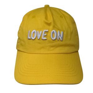 Love On Strapback Hat Yellow OSFM Adjustable Embroidered 6 Panel Hit Cotton